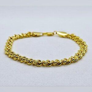14K Gold Plated Cuban Curb Chain Bracelet Unisex 9”